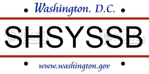 SHSYSSB District Of Columbia License Plate