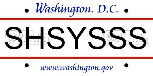 SHSYSSS District Of Columbia License Plate