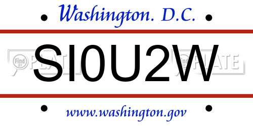 SI0U2W District Of Columbia License Plate