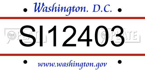 SI12403 District Of Columbia License Plate