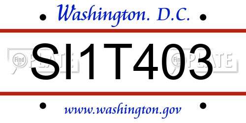 SI1T403 District Of Columbia License Plate