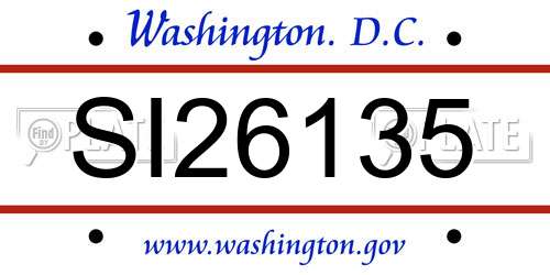 SI26135 District Of Columbia License Plate