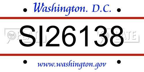SI26138 District Of Columbia License Plate