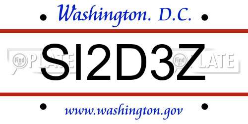 SI2D3Z District Of Columbia License Plate