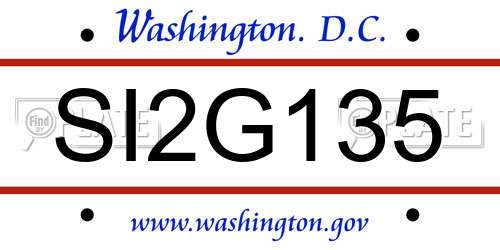 SI2G135 District Of Columbia License Plate