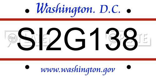 SI2G138 District Of Columbia License Plate