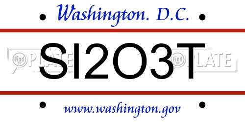 SI2O3T District Of Columbia License Plate