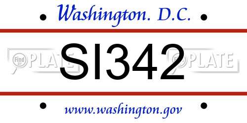 SI342 District Of Columbia License Plate