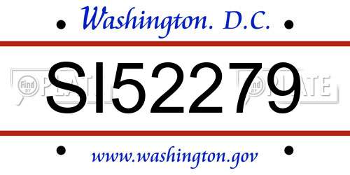 SI52279 District Of Columbia License Plate