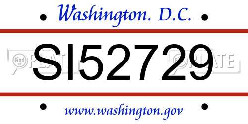 SI52729 District Of Columbia License Plate