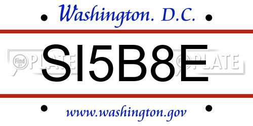 SI5B8E District Of Columbia License Plate