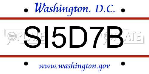 SI5D7B District Of Columbia License Plate