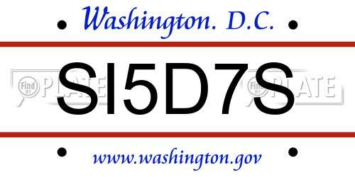 SI5D7S District Of Columbia License Plate
