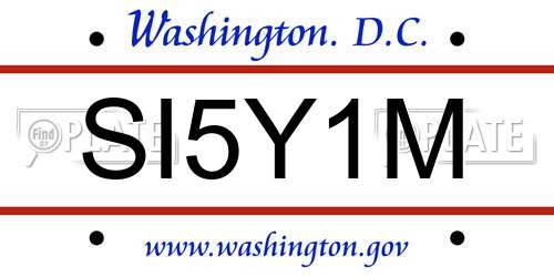 SI5Y1M District Of Columbia License Plate