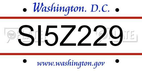 SI5Z229 District Of Columbia License Plate