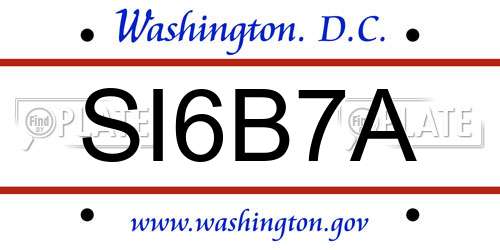 SI6B7A District Of Columbia License Plate