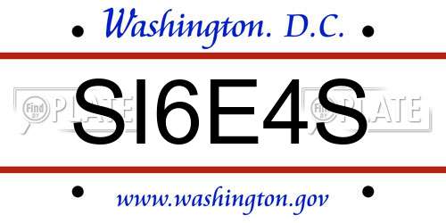 SI6E4S District Of Columbia License Plate