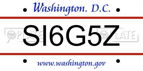 SI6G5Z District Of Columbia License Plate