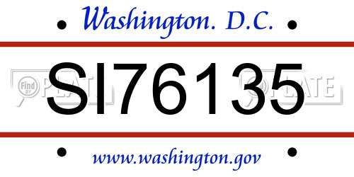 SI76135 District Of Columbia License Plate