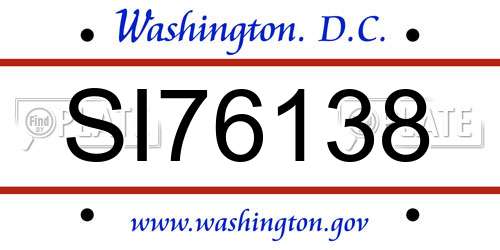 SI76138 District Of Columbia License Plate