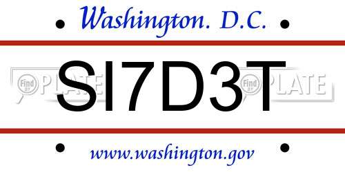 SI7D3T District Of Columbia License Plate