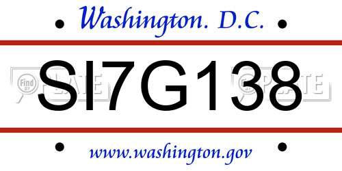 SI7G138 District Of Columbia License Plate