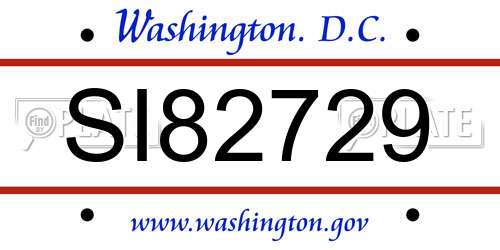 SI82729 District Of Columbia License Plate