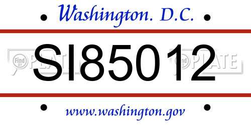 SI85012 District Of Columbia License Plate