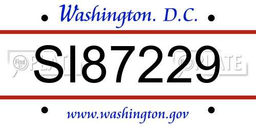 SI87229 District Of Columbia License Plate