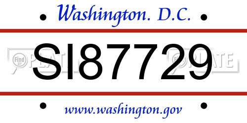 SI87729 District Of Columbia License Plate