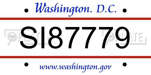 SI87779 District Of Columbia License Plate