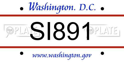 SI891 District Of Columbia License Plate