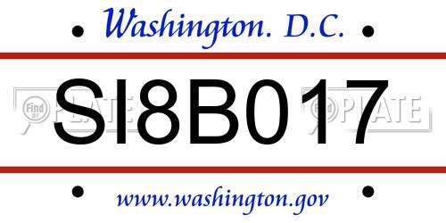SI8B017 District Of Columbia License Plate