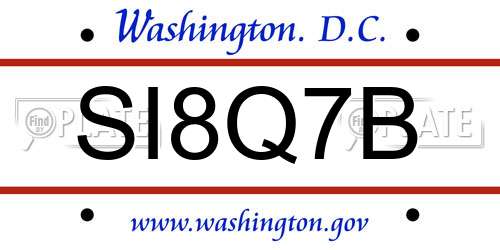 SI8Q7B District Of Columbia License Plate