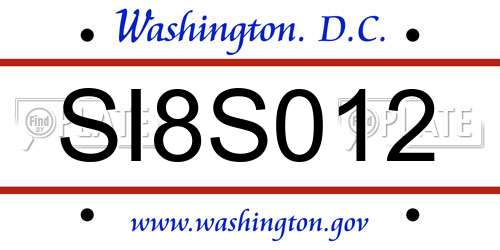 SI8S012 District Of Columbia License Plate