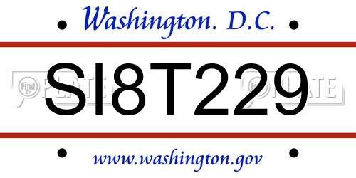 SI8T229 District Of Columbia License Plate