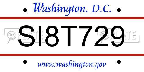 SI8T729 District Of Columbia License Plate