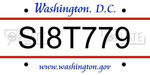 SI8T779 District Of Columbia License Plate