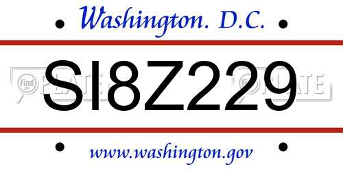 SI8Z229 District Of Columbia License Plate