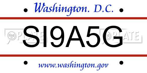 SI9A5G District Of Columbia License Plate
