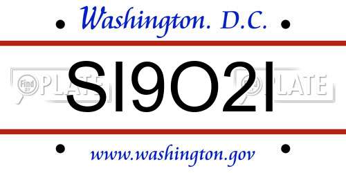 SI9O2I District Of Columbia License Plate