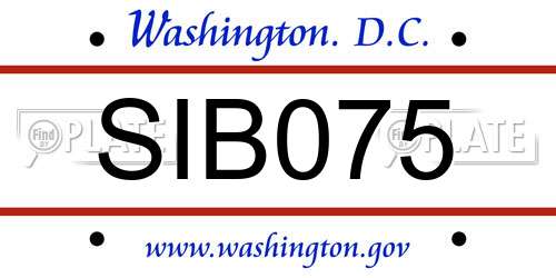 SIB075 District Of Columbia License Plate