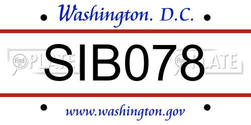 SIB078 District Of Columbia License Plate