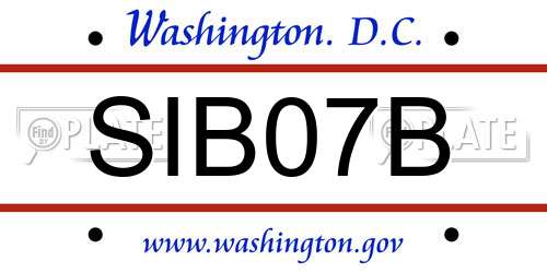 SIB07B District Of Columbia License Plate