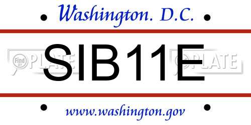 SIB11E District Of Columbia License Plate