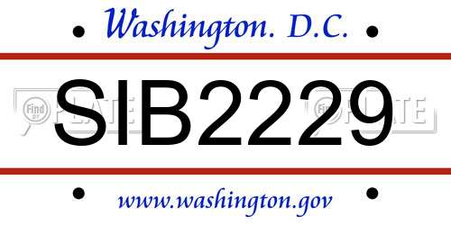 SIB2229 District Of Columbia License Plate