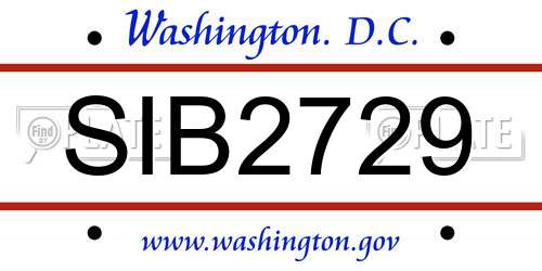 SIB2729 District Of Columbia License Plate