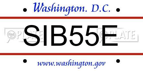 SIB55E District Of Columbia License Plate