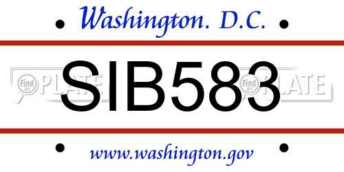 SIB583 District Of Columbia License Plate