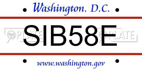SIB58E District Of Columbia License Plate